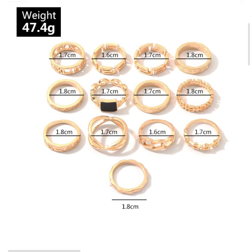 Stackable Gold And Black Rings - Picture 4 of 5